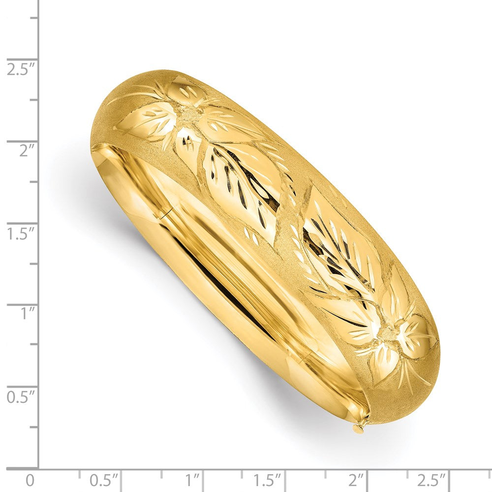 14k Yellow Gold 17 mm 11/16 Oversize Florentine Engraved Hinged Bangle Bracelet (25.88 grams)