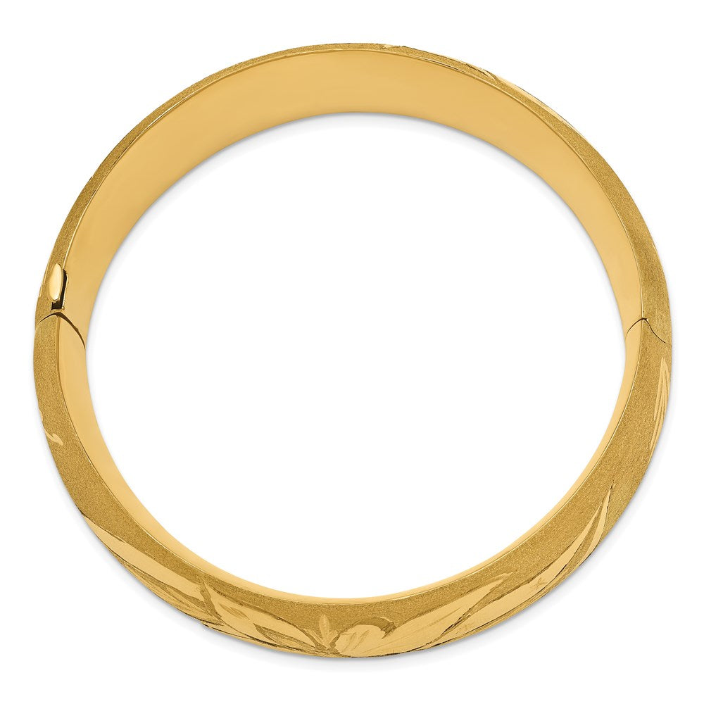 14k Yellow Gold 20 mm 13/16 Oversize Florentine Engraved Hinged Bangle Bracelet (29.31 grams)