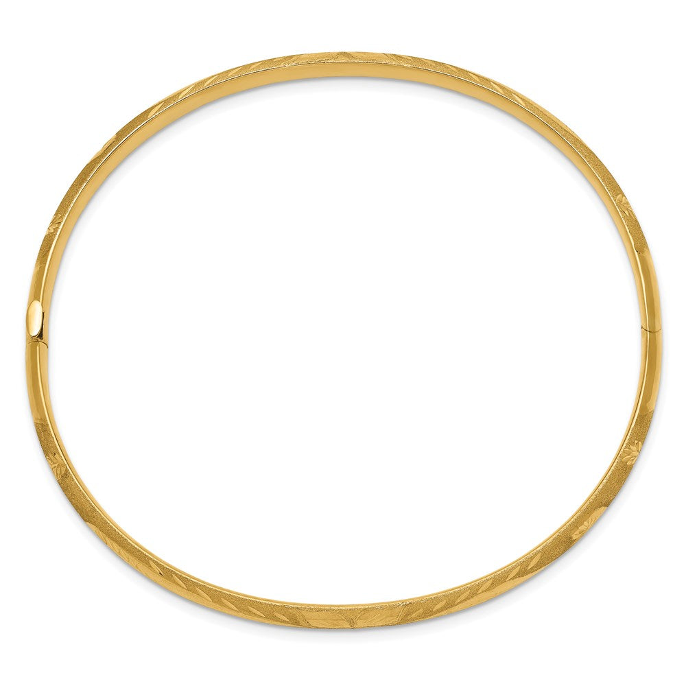 14k Yellow Gold 5 mm 3/16 Oversize Florentine Engraved Hinged Bangle Bracelet (5.85 grams)
