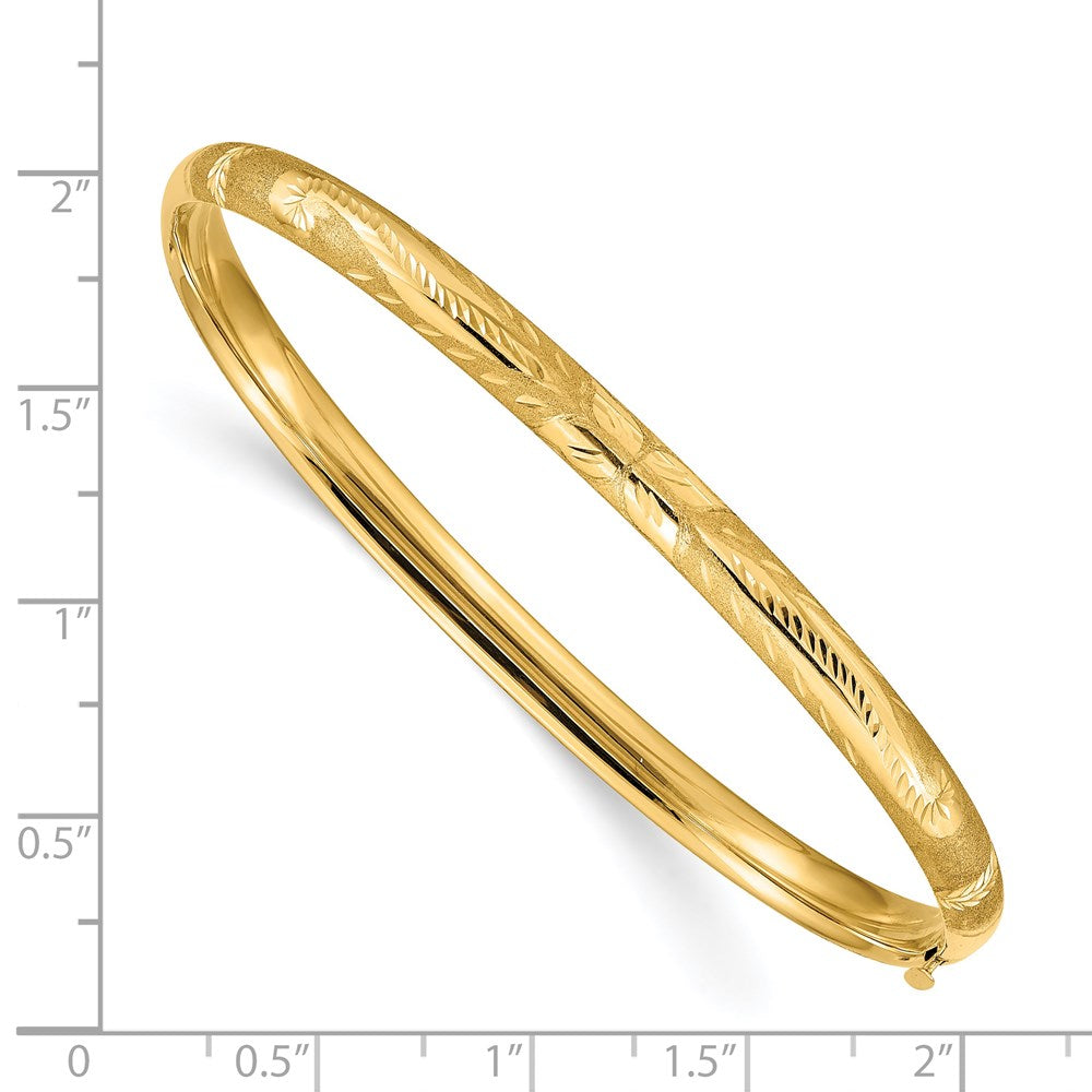 14k Yellow Gold 5 mm 3/16 Florentine Engraved Hinged Bangle Bracelet (4.72 grams)