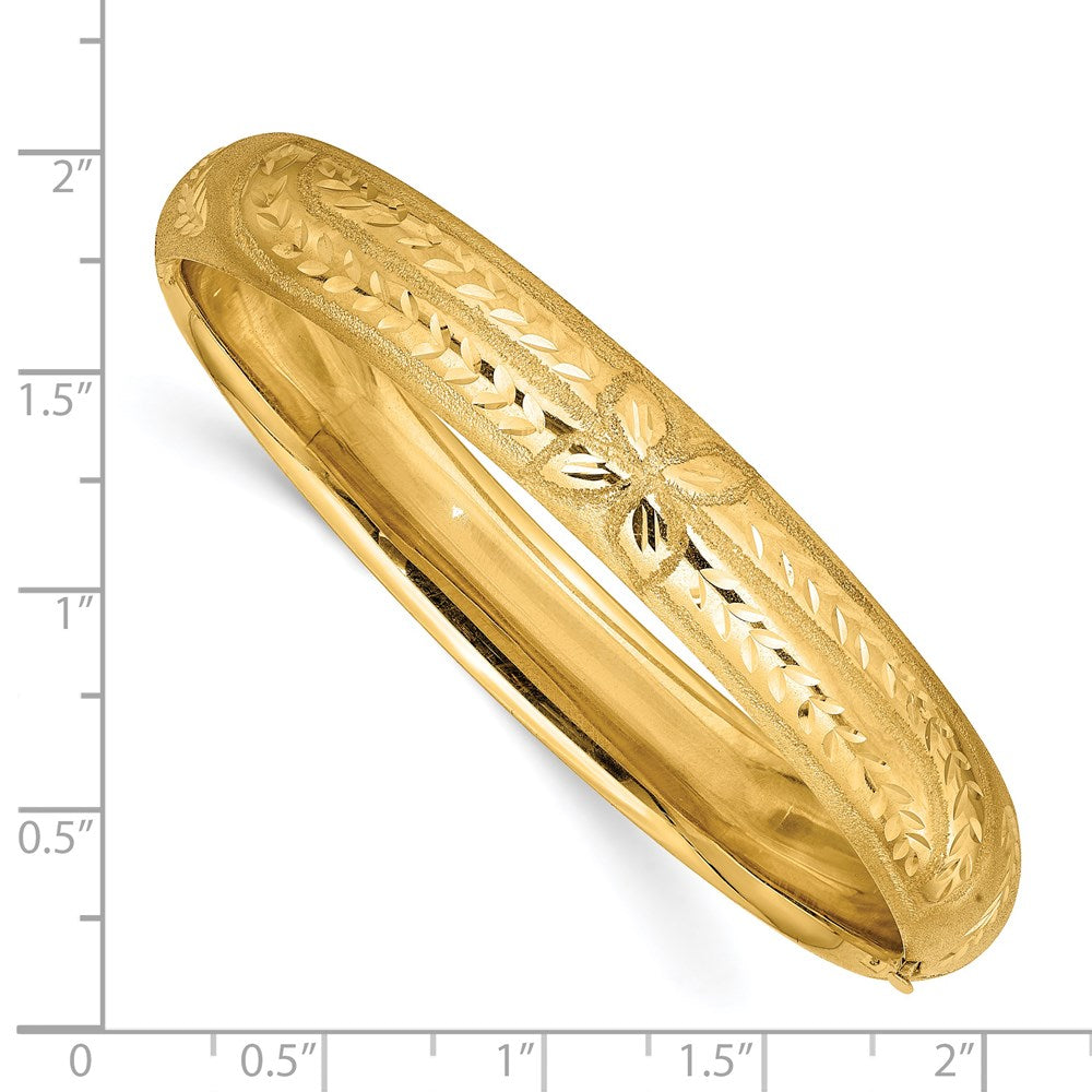 14k Yellow Gold 10 mm /16 Florentine Engraved Hinged Bangle Bracelet (13.31 grams)