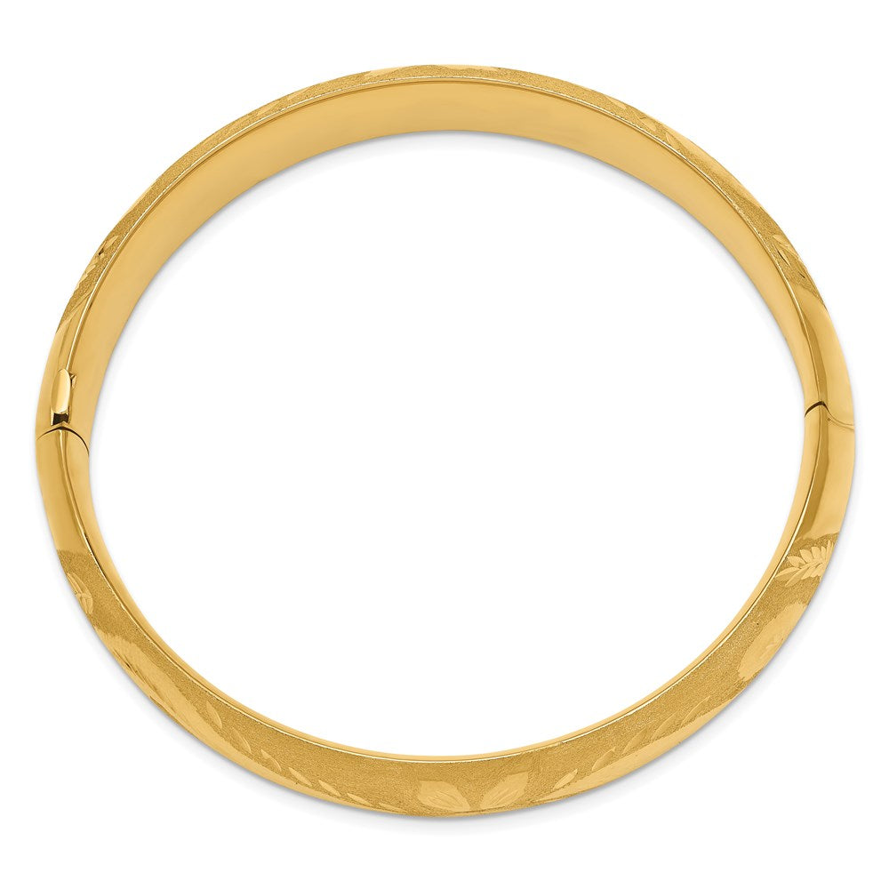 14k Yellow Gold 14.5 mm 9/16 Oversize Florentine Engraved Hinged Bangle Bracelet (22.98 grams)