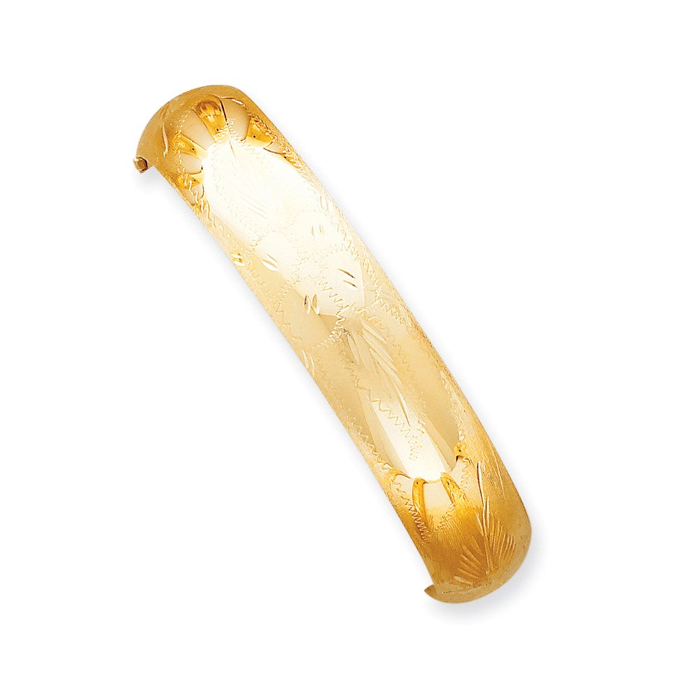 14k Yellow Gold 14.5 mm 9/16 Oversize Florentine Engraved Hinged Bangle Bracelet (22.98 grams)
