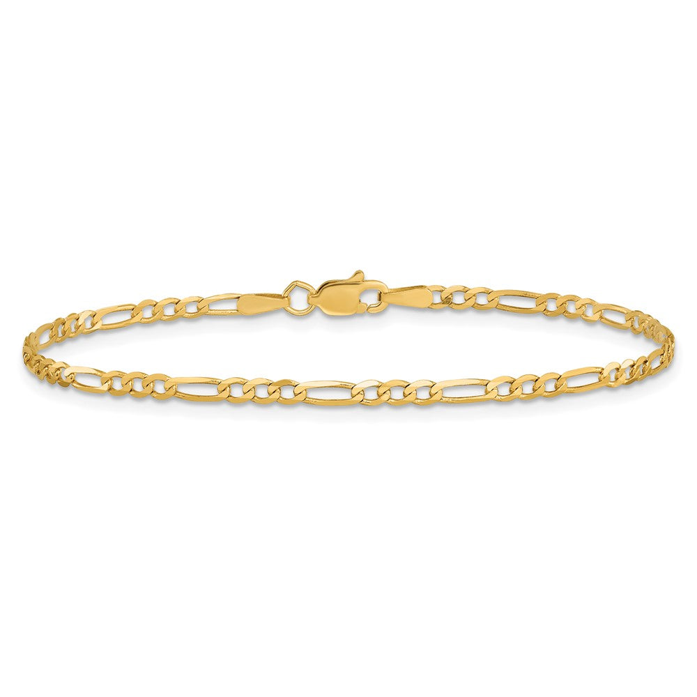 14k 2.25mm Flat Figaro Chain Bracelet (1.42 grams)