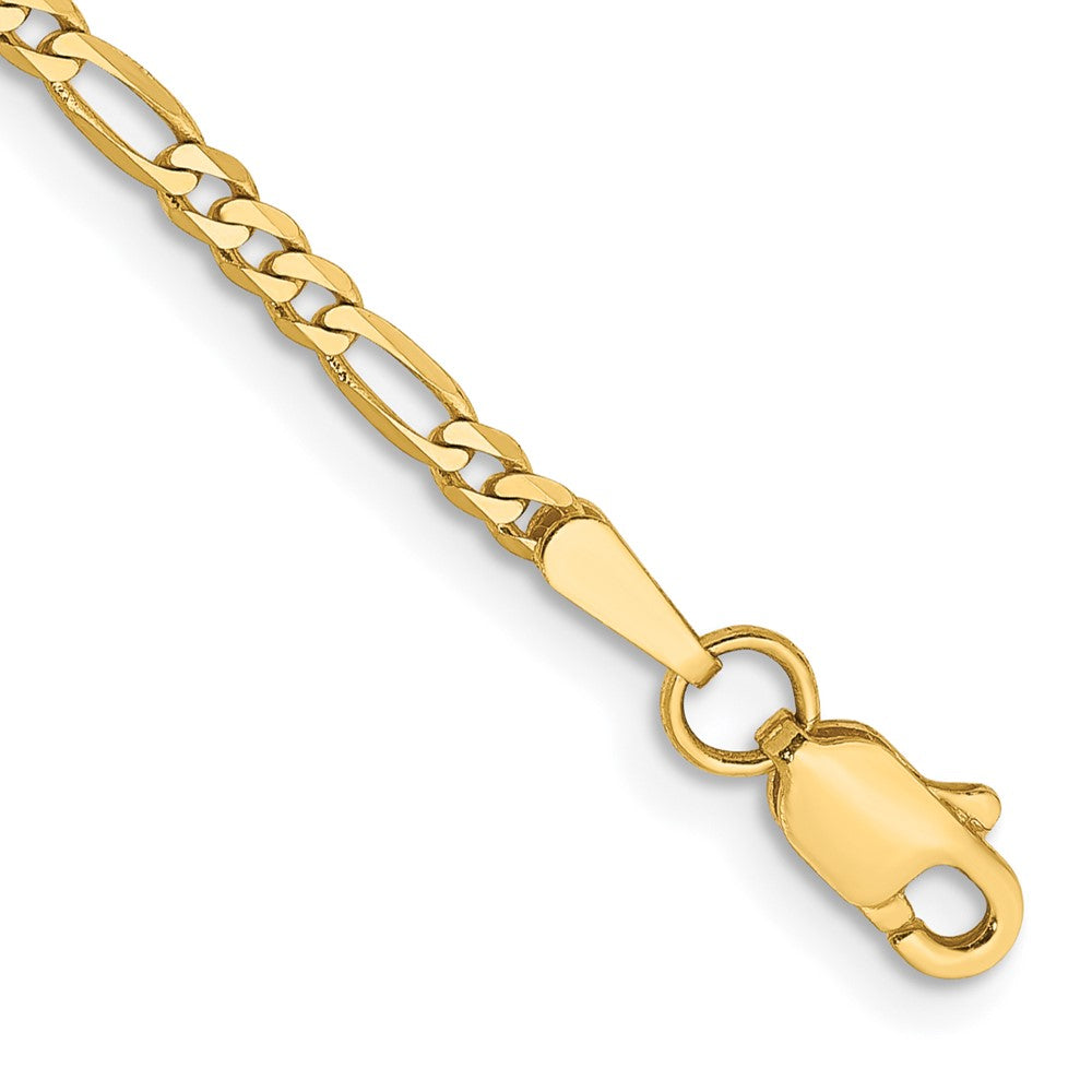 14k 2.25mm Flat Figaro Chain Bracelet (1.42 grams)