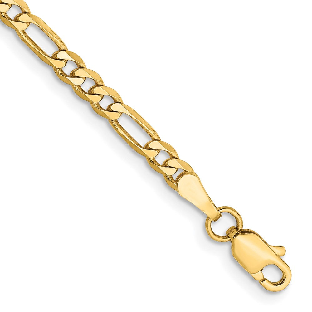 14k 3mm Flat Figaro Chain Bracelet (2.24 grams)
