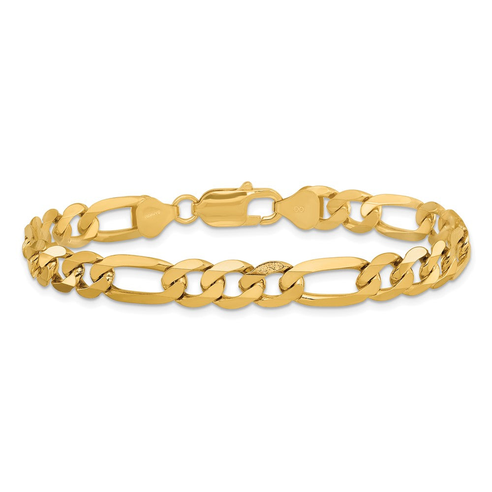 14k 7.5mm Flat Figaro Chain Bracelet (15.18 grams)