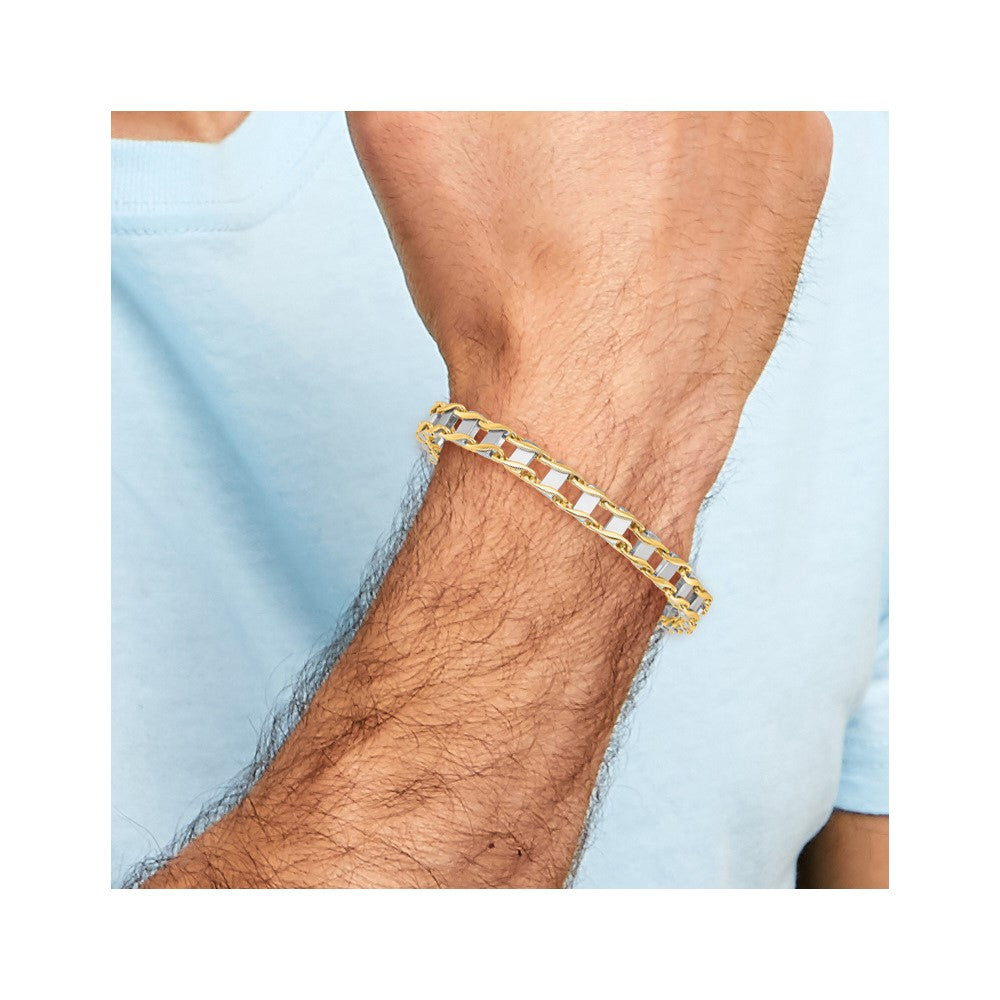 14k Two-tone 7.5 mm Hand-polished Fancy Link Bracelet (34.5 grams)