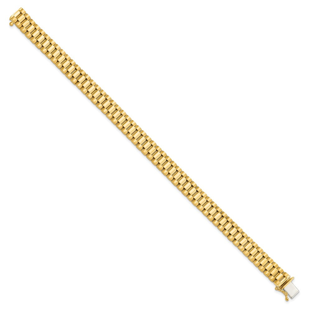 14k Yellow Gold 8 mm Men's Satin and Polished in Link Bracelet (25.01 grams)