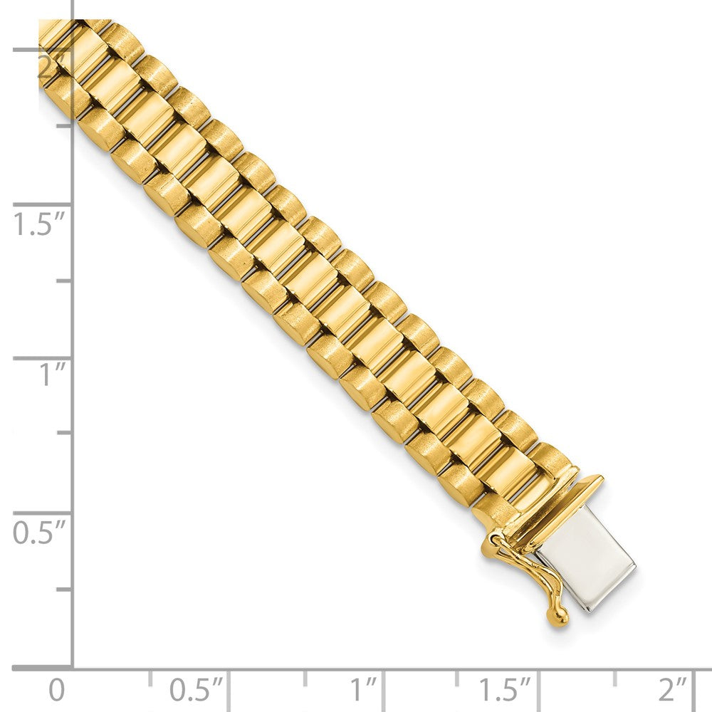 14k Yellow Gold 8 mm Men's Satin and Polished in Link Bracelet (25.01 grams)