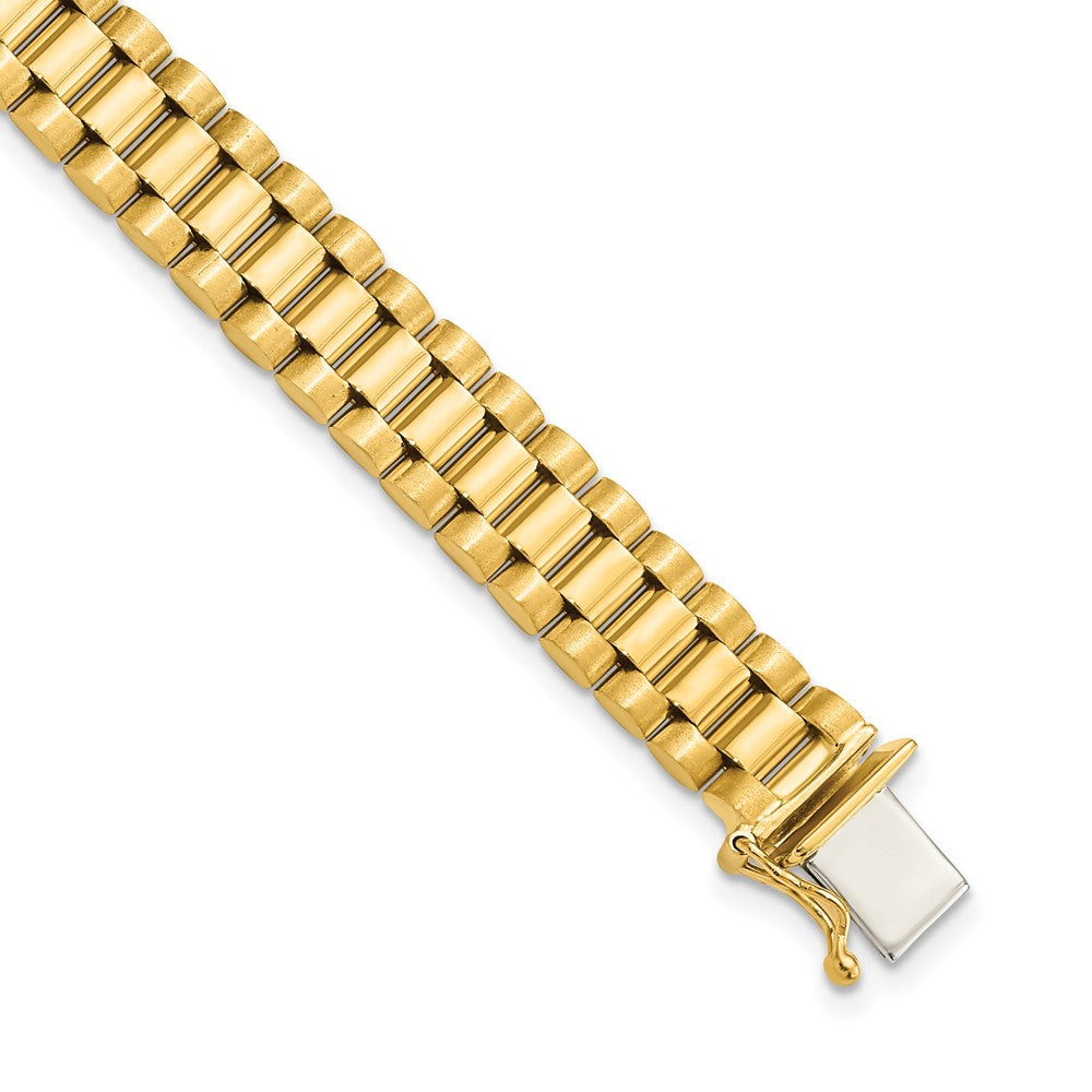 14k Yellow Gold 8 mm Men's Satin and Polished in Link Bracelet (25.01 grams)