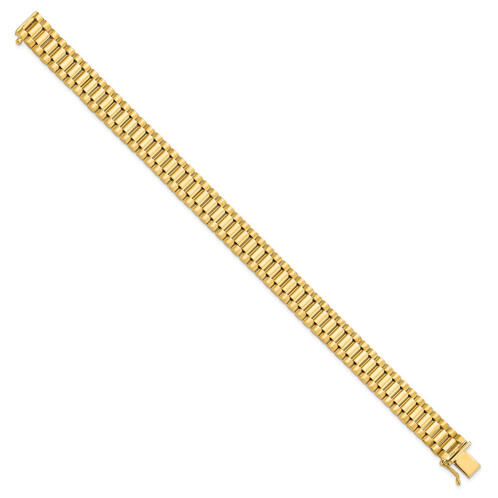 14k Yellow Gold 10 mm Men's Satin and Polished in Link Bracelet (30.49 grams)