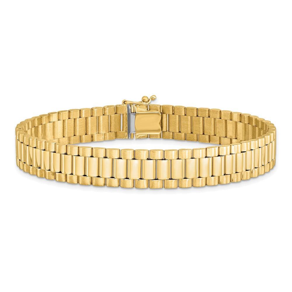14k Yellow Gold 10 mm Men's Satin and Polished in Link Bracelet (30.49 grams)