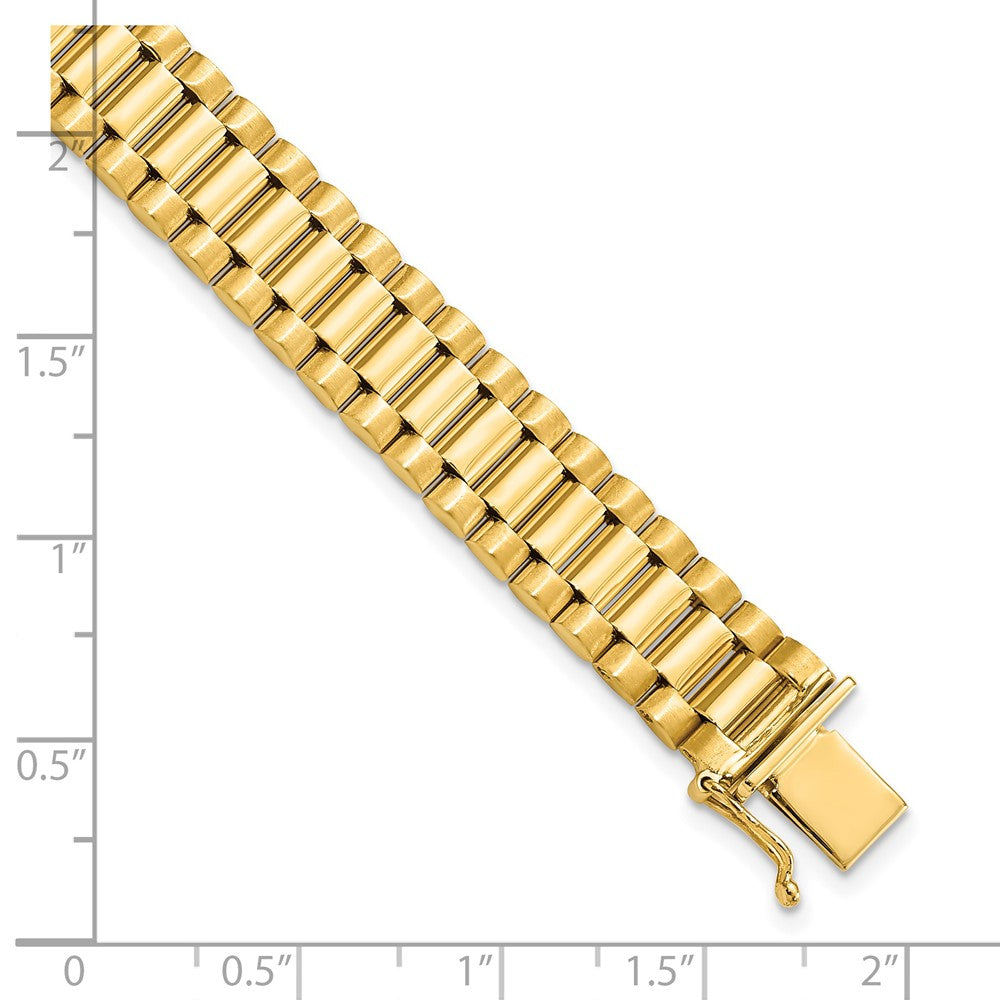 14k Yellow Gold 10 mm Men's Satin and Polished in Link Bracelet (30.49 grams)