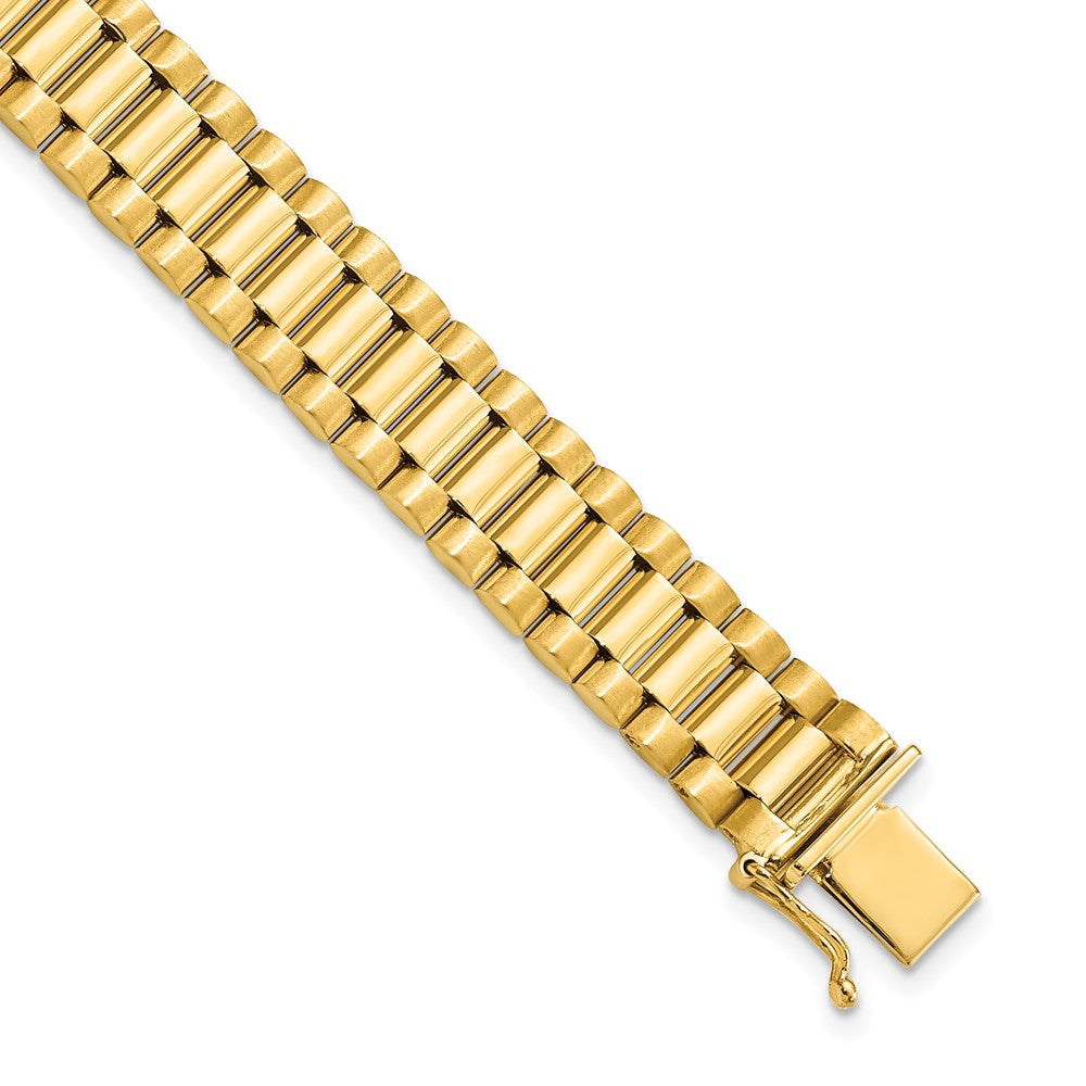 14k Yellow Gold 10 mm Men's Satin and Polished in Link Bracelet (30.49 grams)