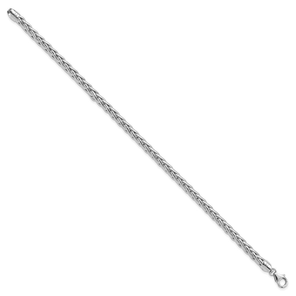14k White Gold 5 mm White Polished in Wheat Chain Bracelet (8.62 grams)
