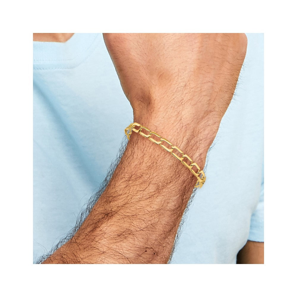 14k Yellow Gold 9 mm Polished Link Bracelet (9.77 grams)