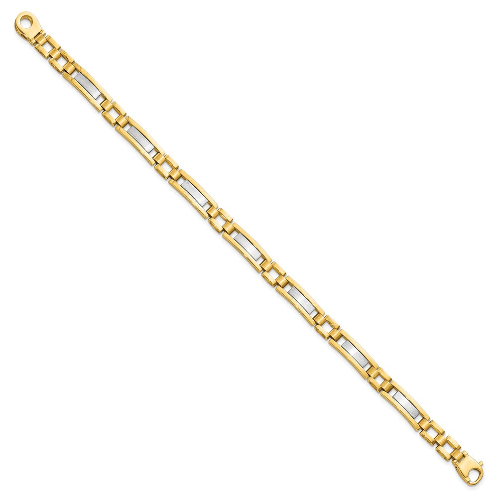 14k Two-tone 6.3 mm Polished and Satin in Mens Link Bracelet (13.25 grams)