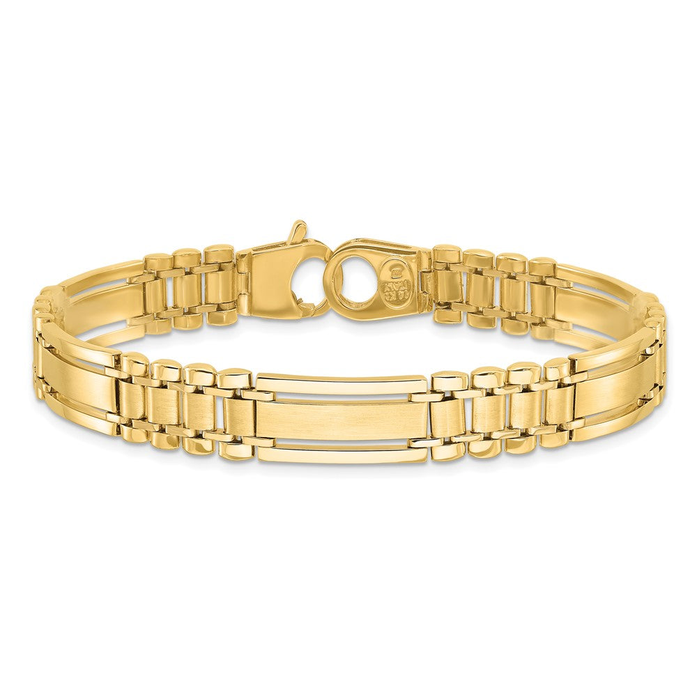 14k Yellow Gold 8.8 mm Polished and Satin in Mens Link Bracelet (21.88 grams)