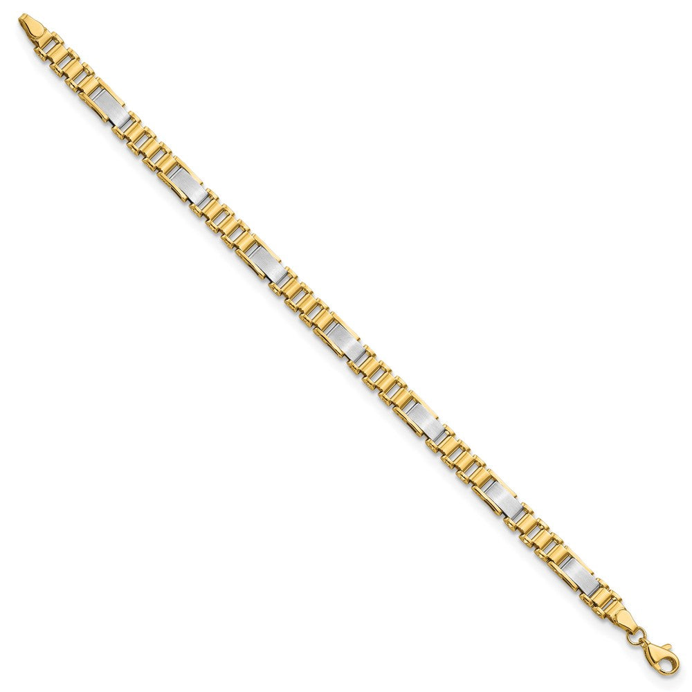 14k Two-tone 8.5 mm Brushed and Polished Fancy Link in Bracelet (9.55 grams)