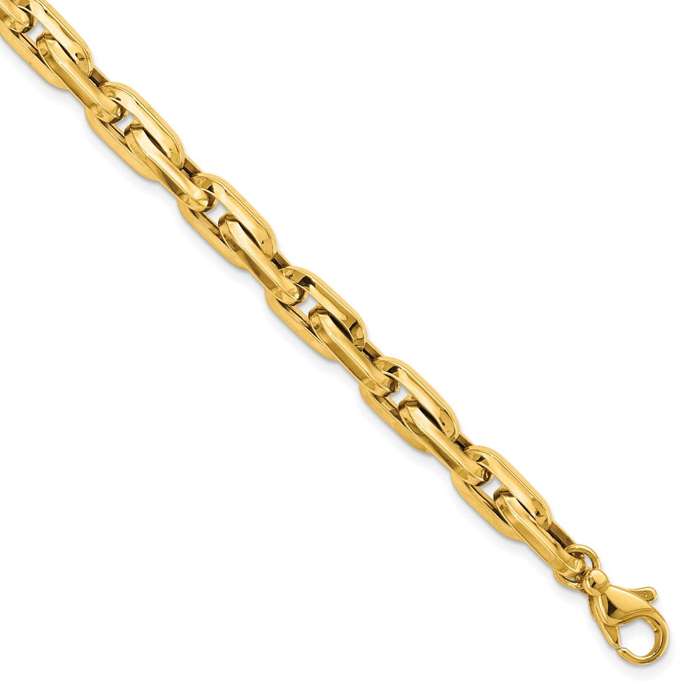 14k Yellow Gold 6.5 mm Polished Fancy Long Cable Link Mens in Bracelet (8.92 grams)