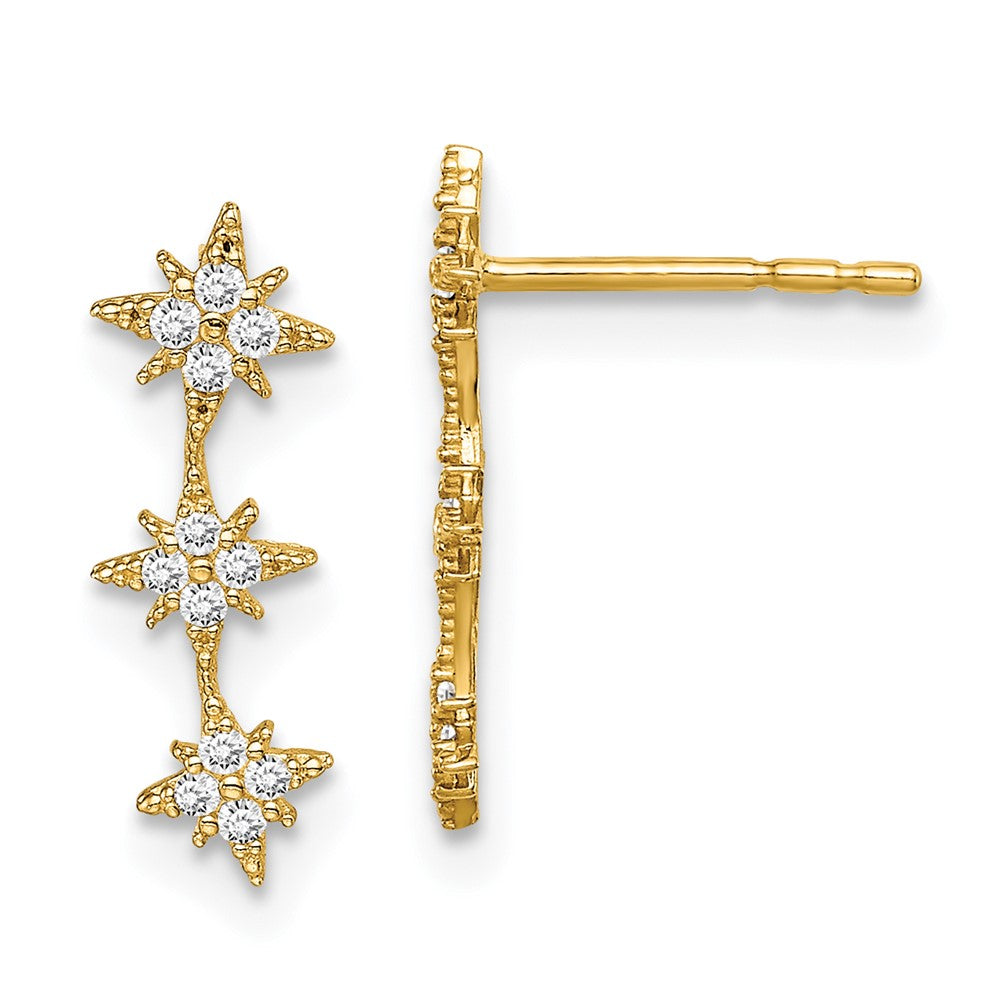 14k Madi K CZ Star Drop Bar Dangle Post Earrings (0.52 grams)