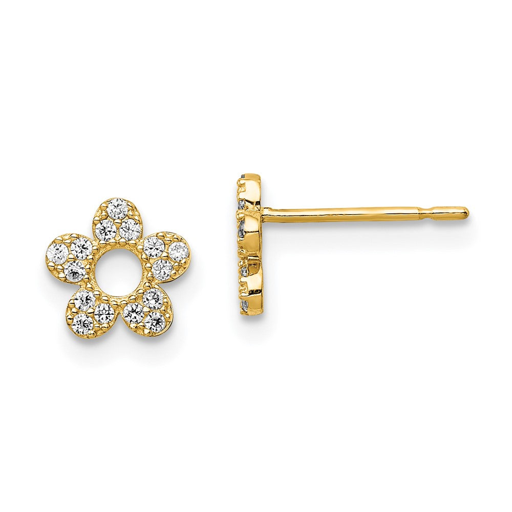 14k Madi K CZ Flower Post Earrings (0.64 grams)