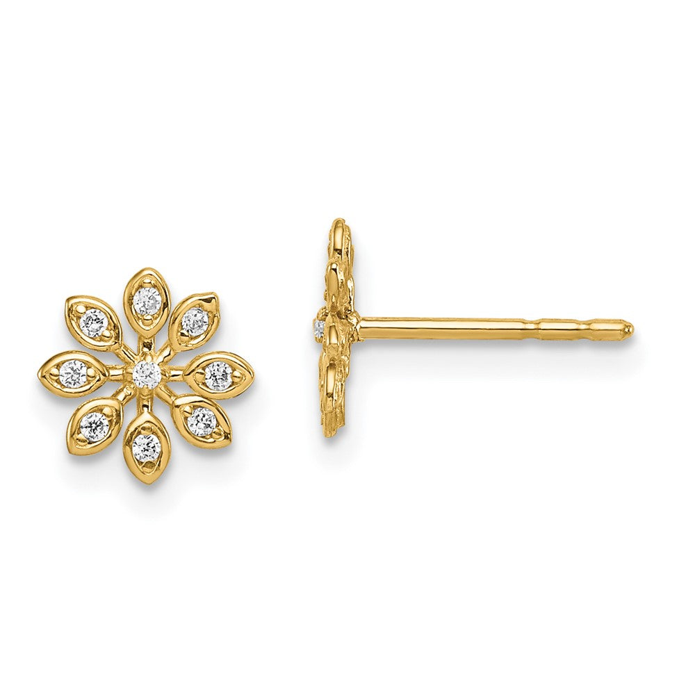 14k Madi K CZ Flower Post Earrings (0.53 grams)