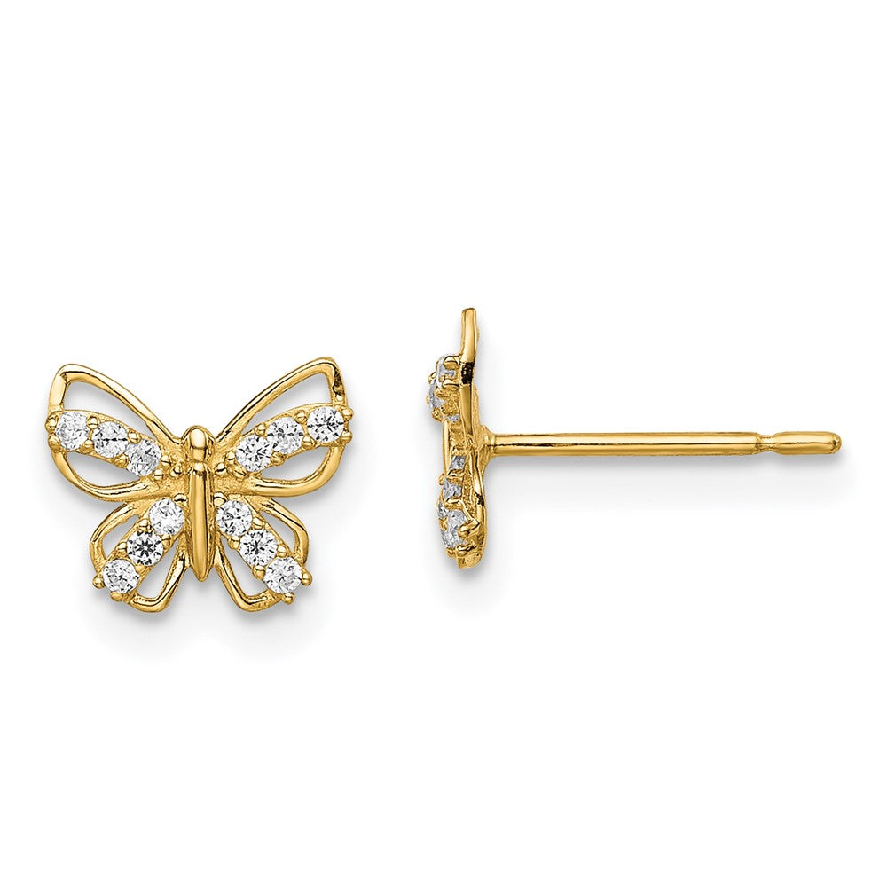 14k Madi K Butterfly CZ Stud Earrings (0.57 grams)