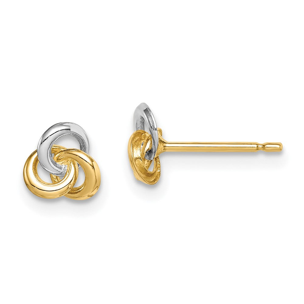 14k w/Rhodium Madi K Love Knot Post Earrings (0.45 grams)