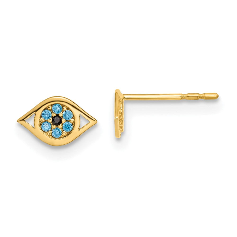 14k Madi K Blue CZ Eye Post Earrings (0.38 grams)