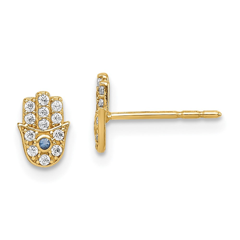 14k Madi K CZ Hamsa Post Earrings (0.42 grams)