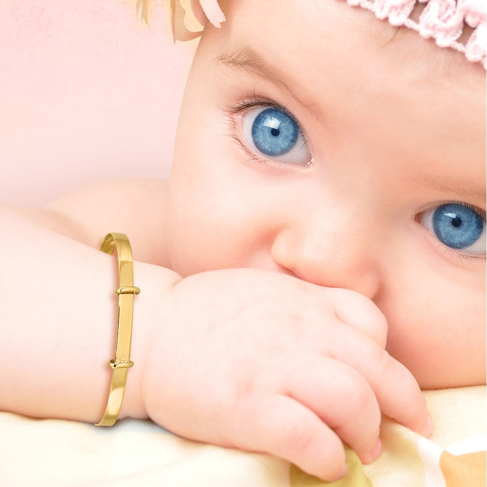 14k Yellow Gold 3 mm Madi K Polished Expandable Baby Bangle (2.44 grams)
