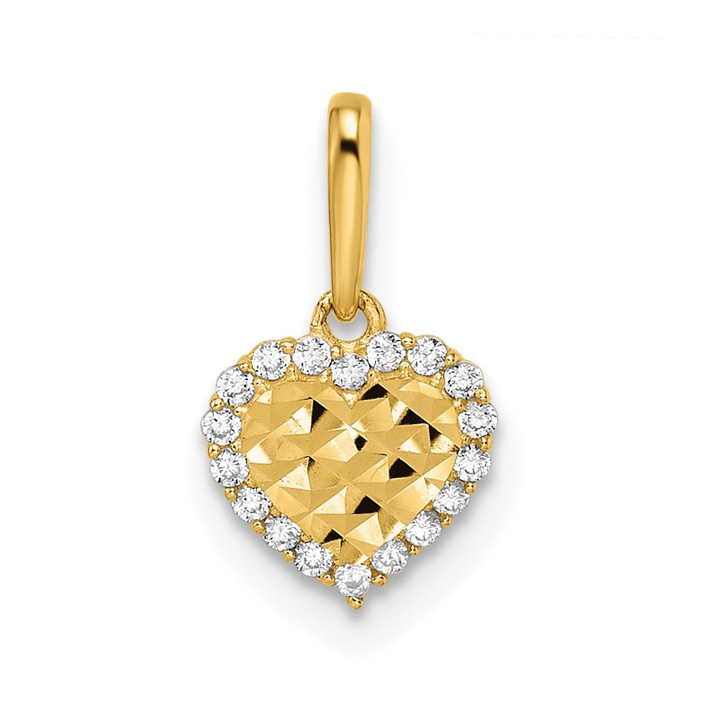 14k Madi K CZ Diamond Cut Heart Pendant (0.4 grams)