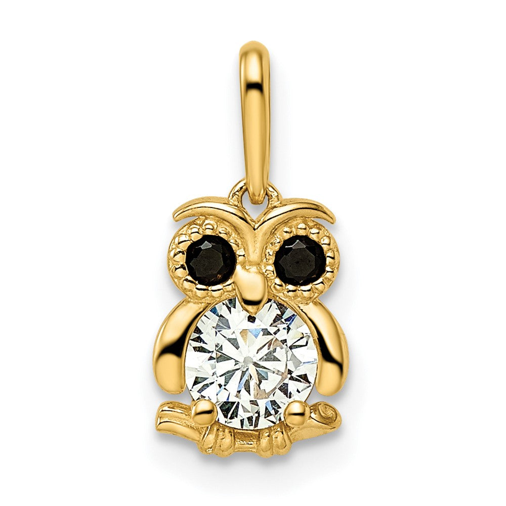 14k Madi K Black & White CZ Owl Pendant (0.7 grams)