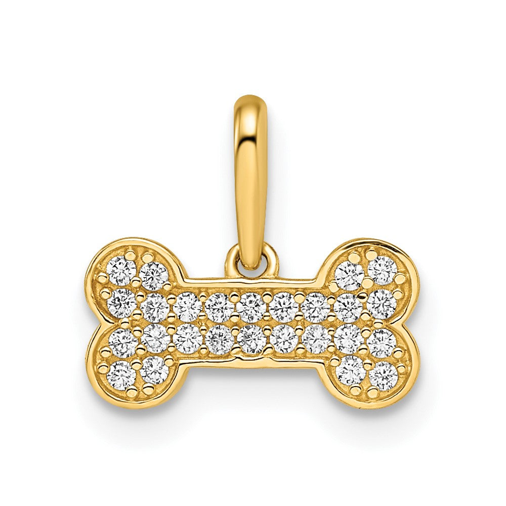 14k Madi K CZ Dog Bone Pendant (0.4 grams)