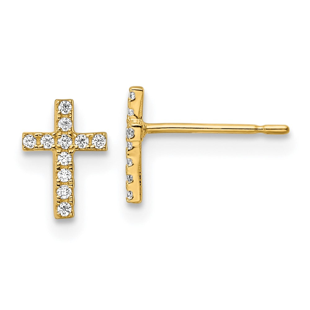 14k Madi K CZ Cross Post Earrings (0.4 grams)