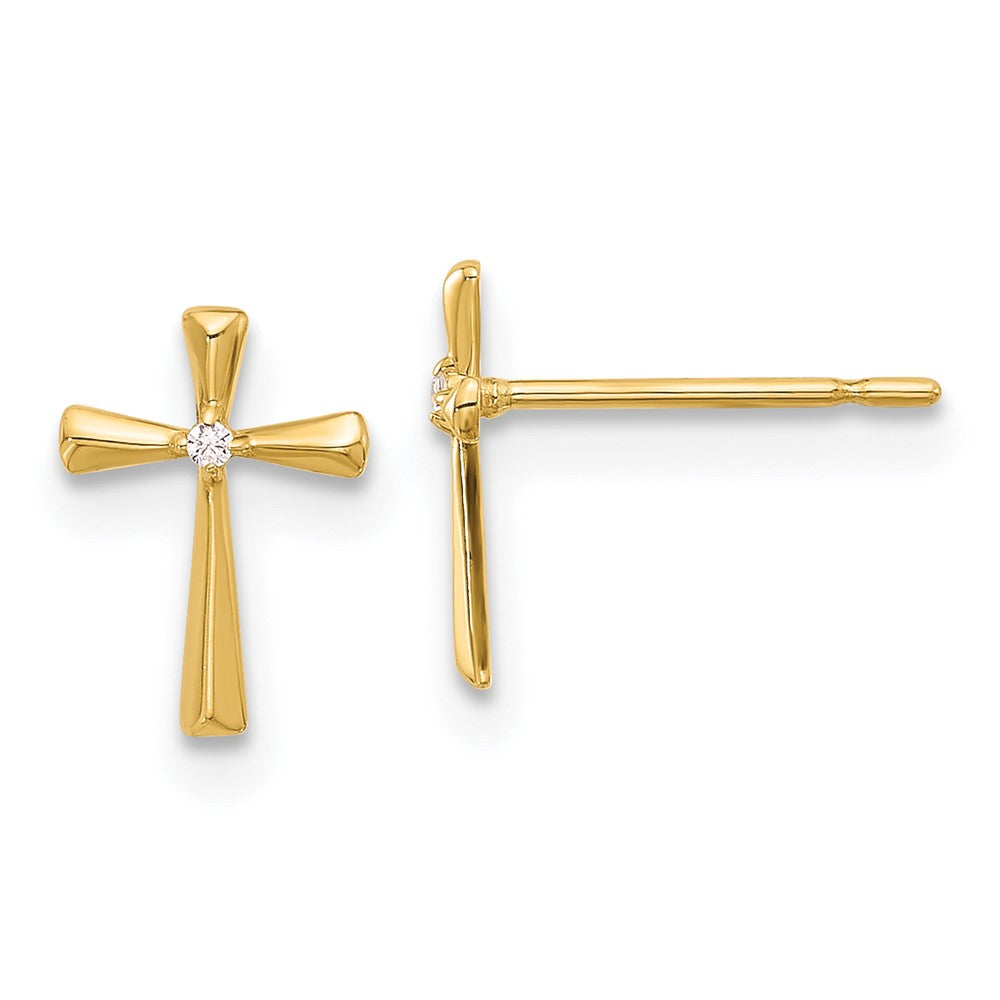 14k Madi K Polished CZ Cross Post Earrings (0.43 grams)