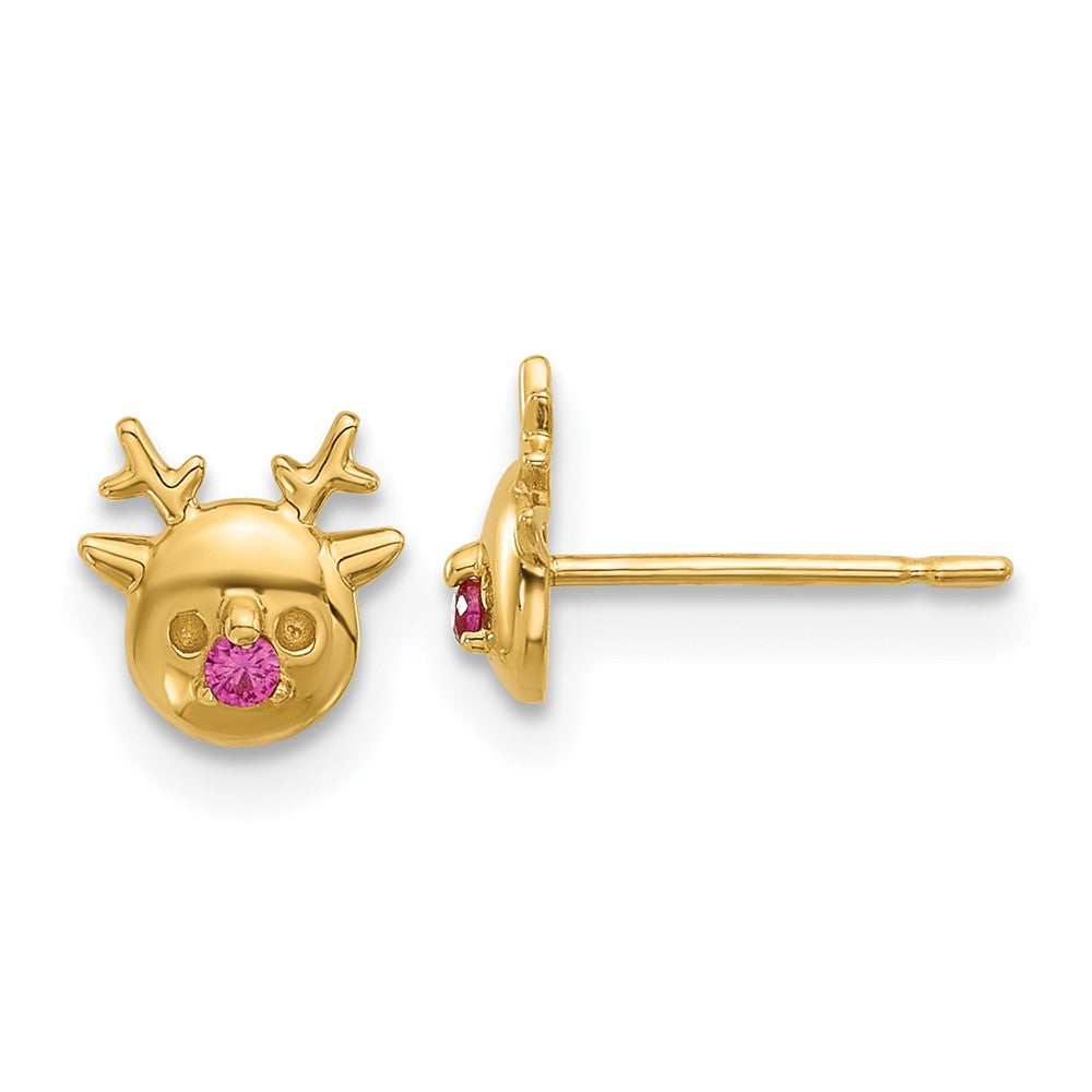 14k Madi K Polished CZ Reindeer Post Earrings (0.61 grams)