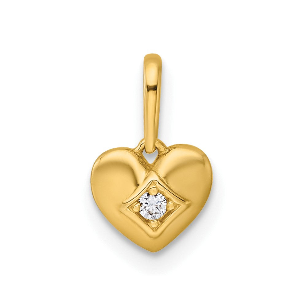 14k Madi K Polished CZ Heart Pendant (0.36 grams)