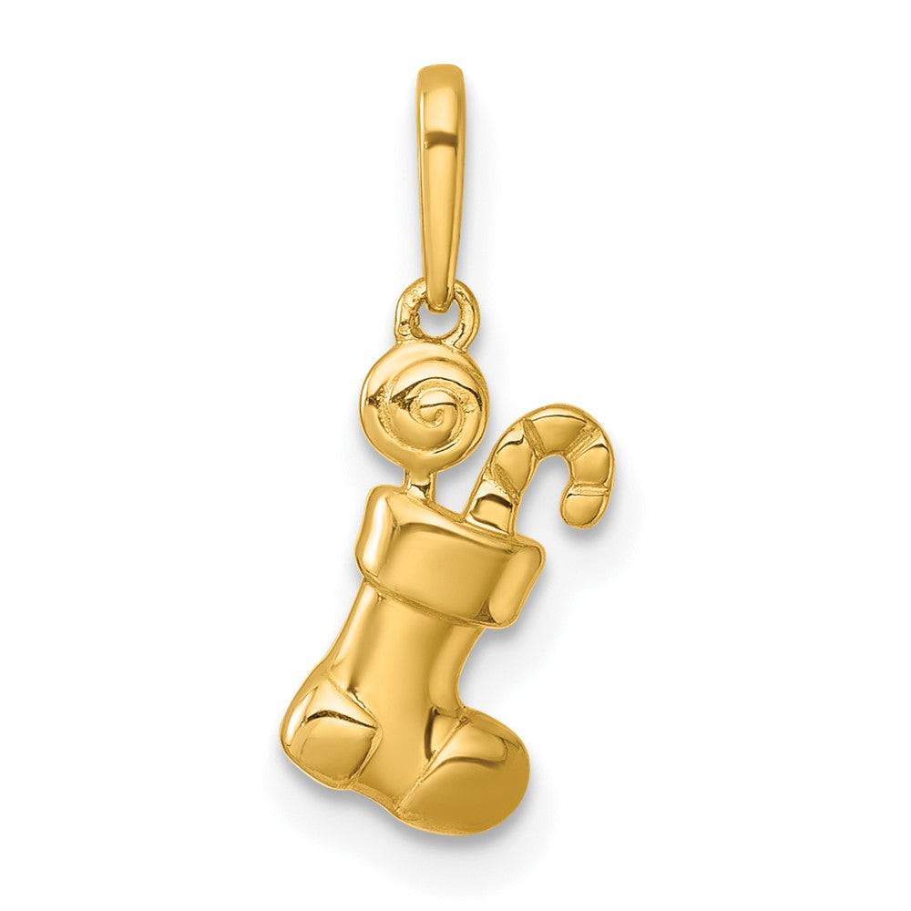 14k Madi K Polished Stocking with Candy Pendant (0.48 grams)