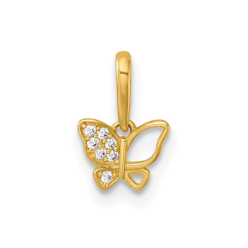 14k Madi K Polished CZ Butterfly Pendant (0.21 grams)
