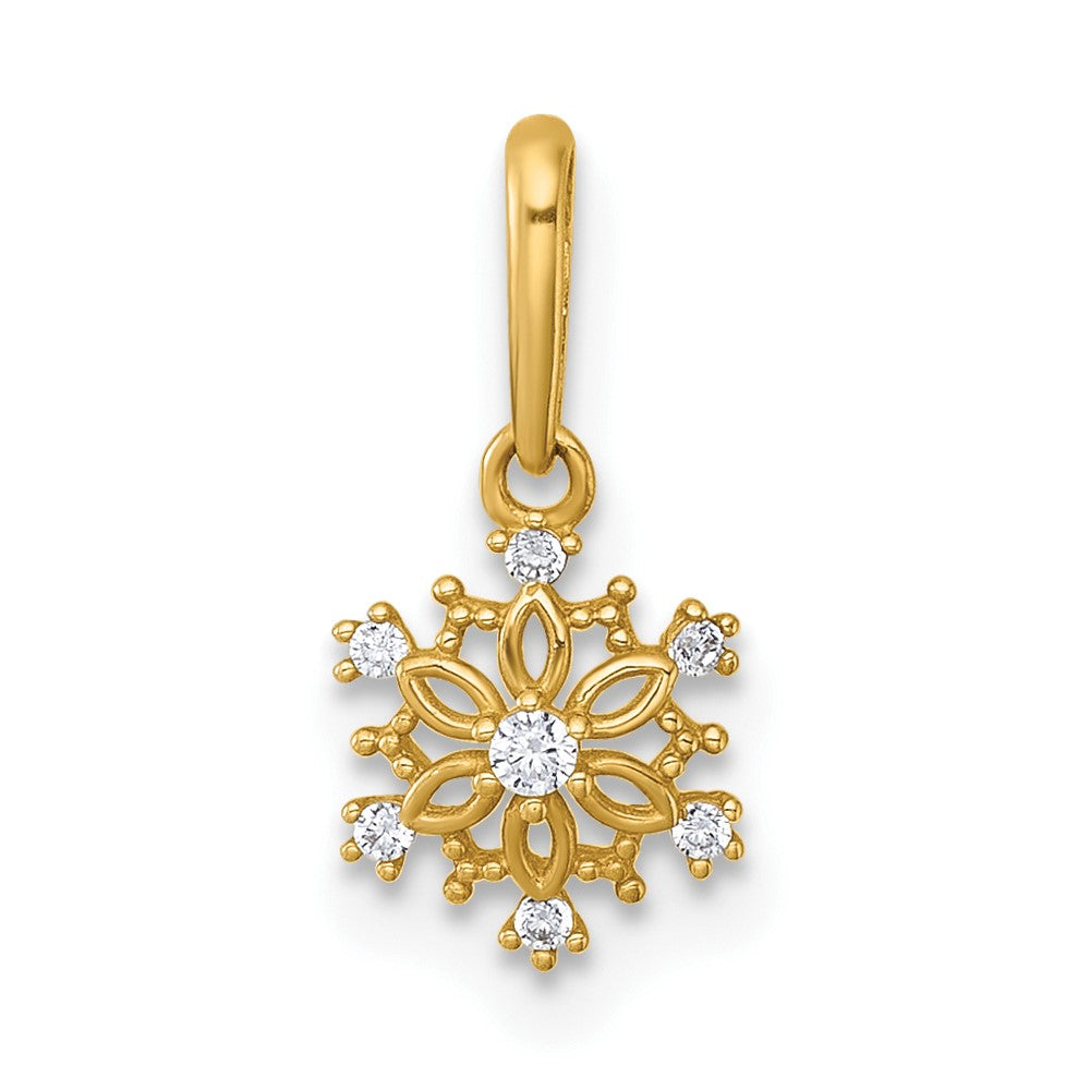 14k Madi K Polished CZ Snowflake Pendant (0.28 grams)