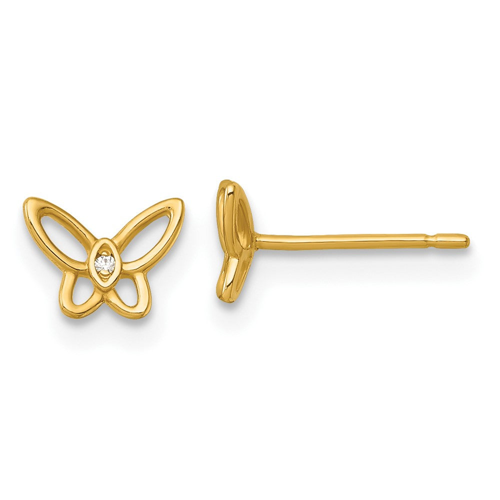 14k Madi K Polished CZ Butterfly Post Earrings (0.47 grams)