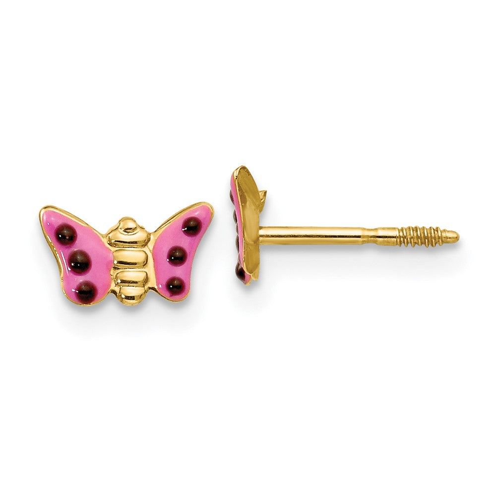 14k Madi K Pink Enameled Butterfly Earrings (0.25 grams)