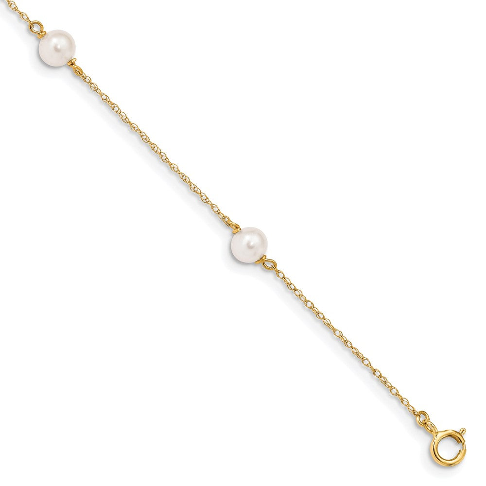 14K Madi K 5-6mm White Near-Round FWC Pearl 3-station Bracelet (0.6 grams)