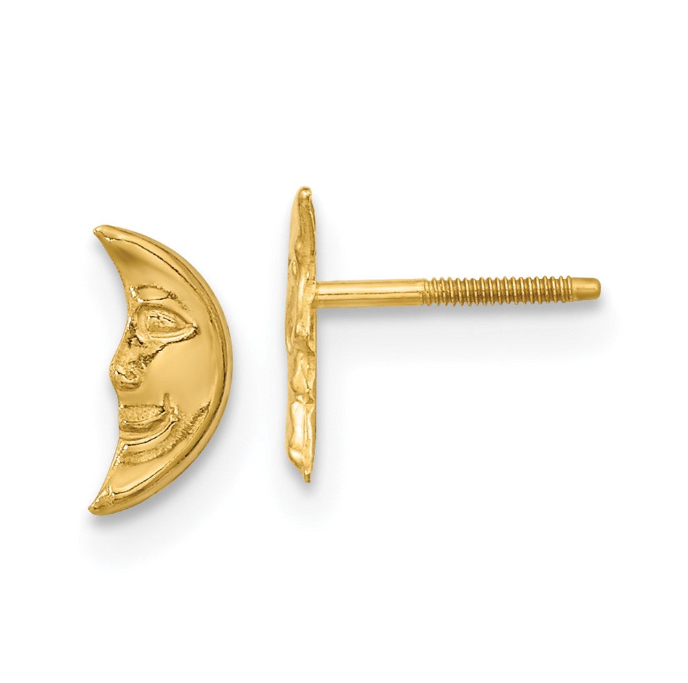 14k Madi K Moon w/ face Post Earrings (0.17 grams)