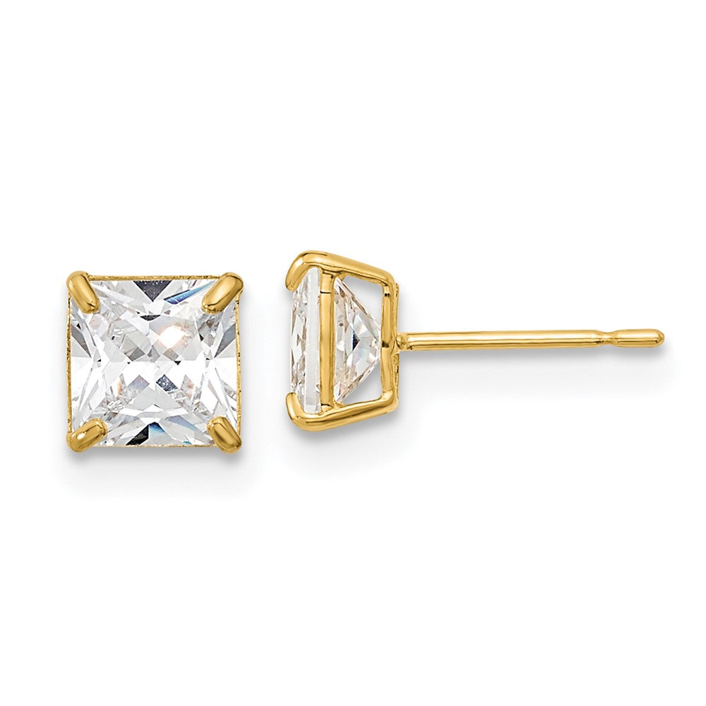14k Madi K 5mm Square CZ Basket Set Stud Earrings (0.67 grams)