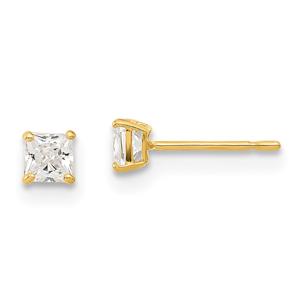 14k Madi K 3mm Square CZ Basket Set Stud Earrings (0.22 grams)