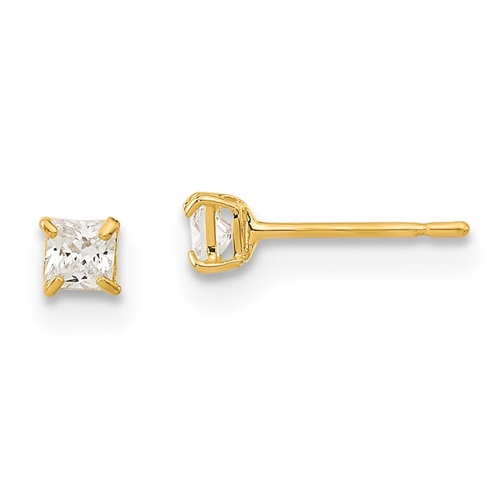 14k Madi K 2.5mm Square CZ Basket Set Stud Earrings (0.17 grams)